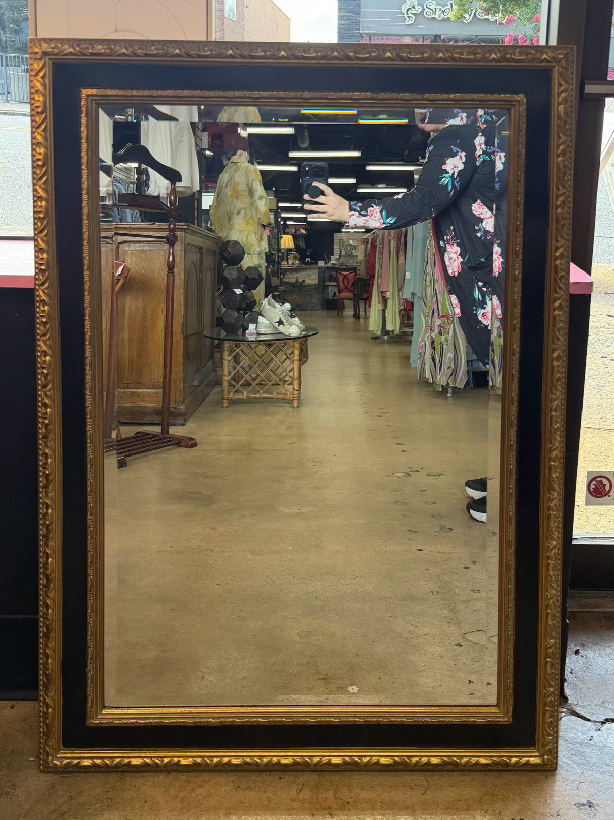 CAROLINA MIRROR Black & Gold Beveled Mirror