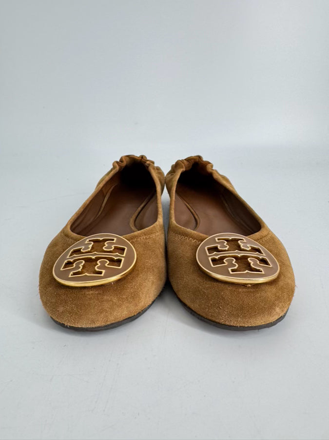 TORY BURCH Size 8 Chestnut Suede Flats