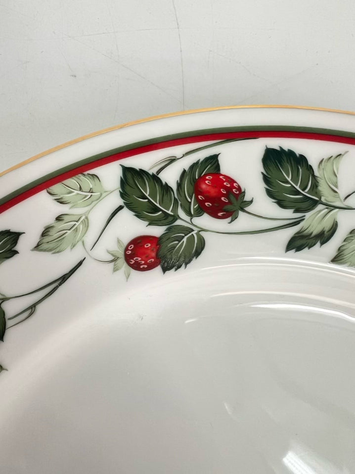 ANDREA by SADAK White, Red & Green Ceramic Strawberries Pie Plate w/ Matching Server