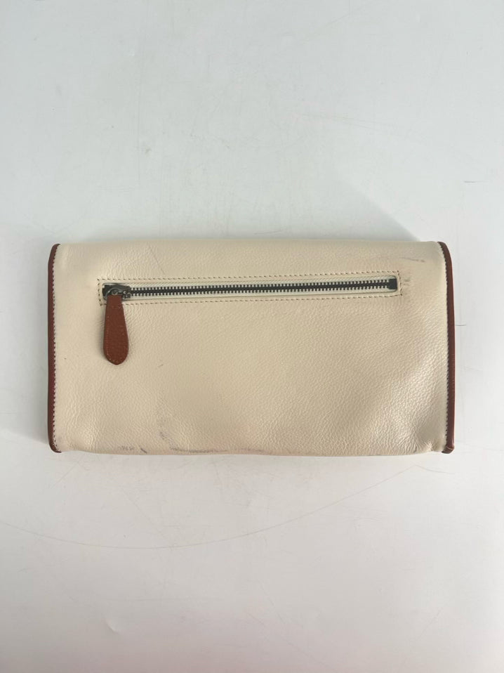 MULBERRY Cream & Brown Leather Clutch Bag