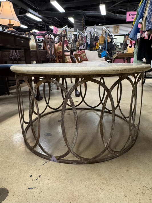 Stone & Metal Round Coffee Table