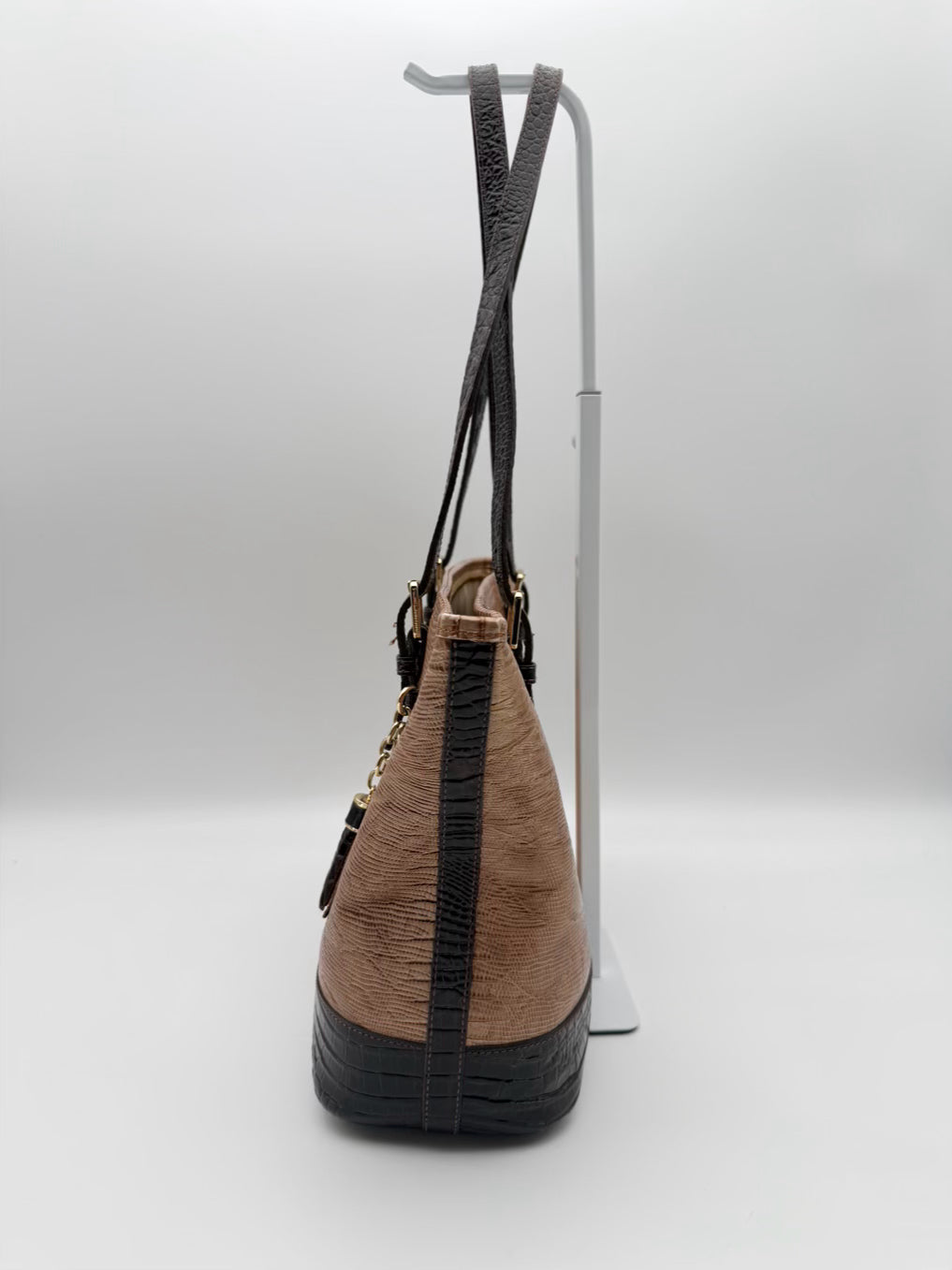 BRAHMIN Asher Medium Almond Leather Crocodile Purse