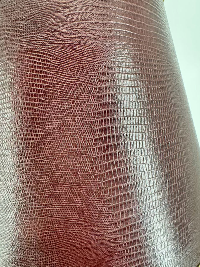 VINTAGE THE BRADBURY GALLERY Amber Glass Lamp w/ Leather Look Shade