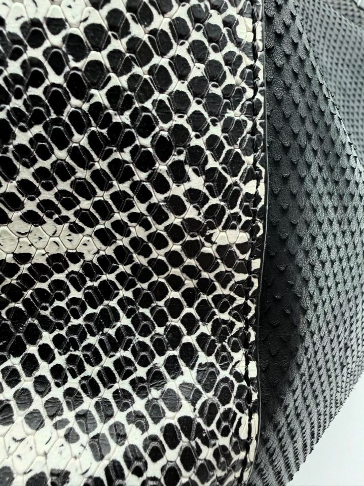 LOUISE ET CIE  Black & White Leather Animal Print Tote Bag NWT