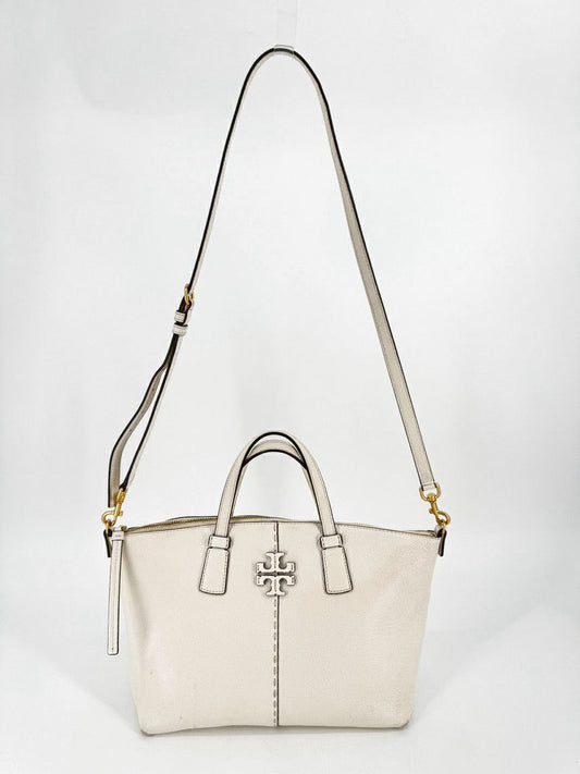 TORY BURCH Cream Leather Purse