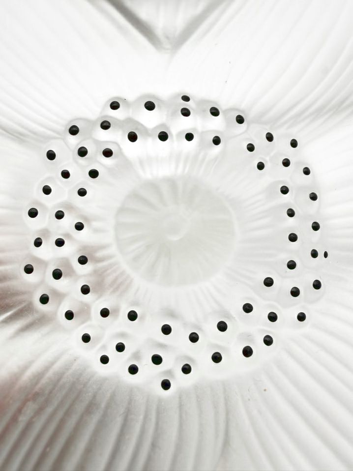 SIGNED LALIQUE Frosted Glass Anemone Candle Holders