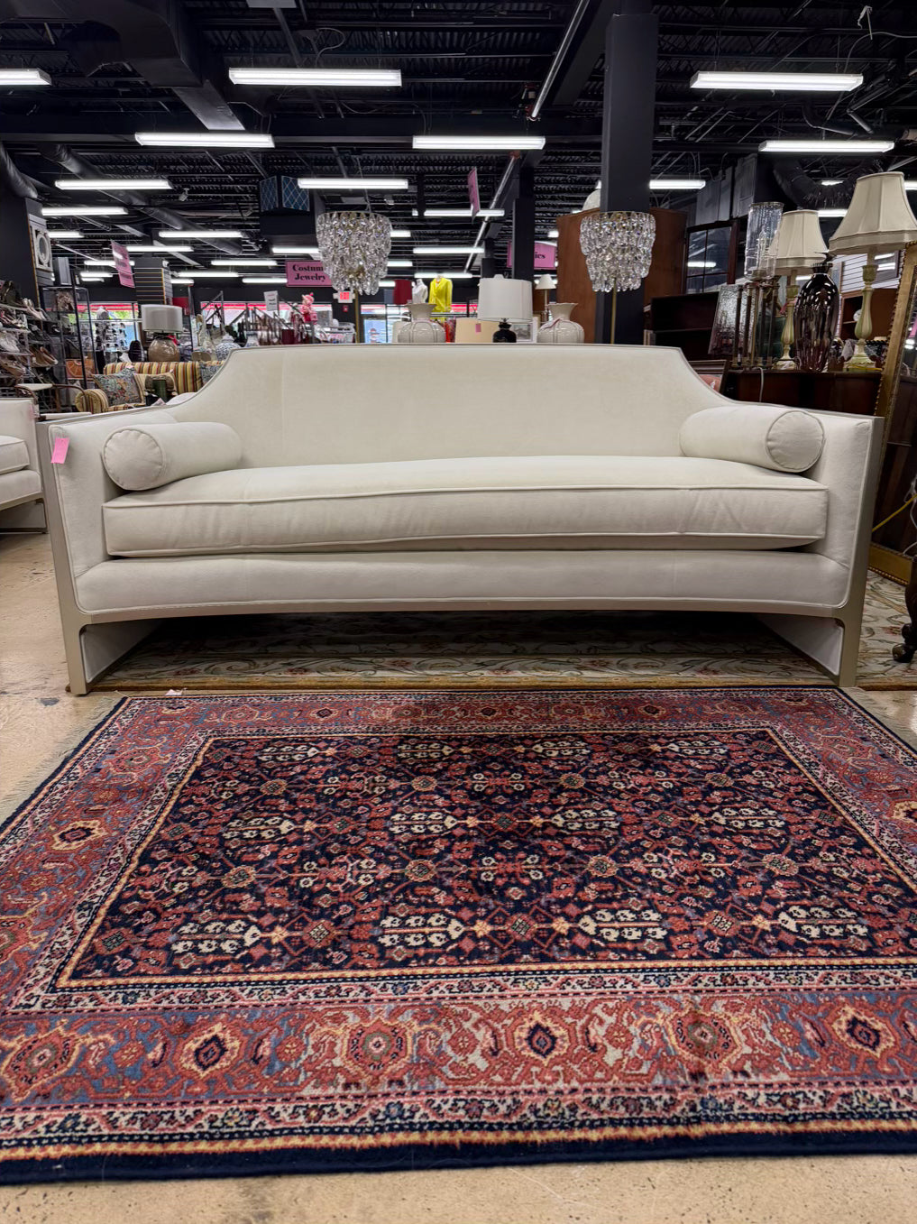 CARACOLE The Cats Meow White Velvet Sofa