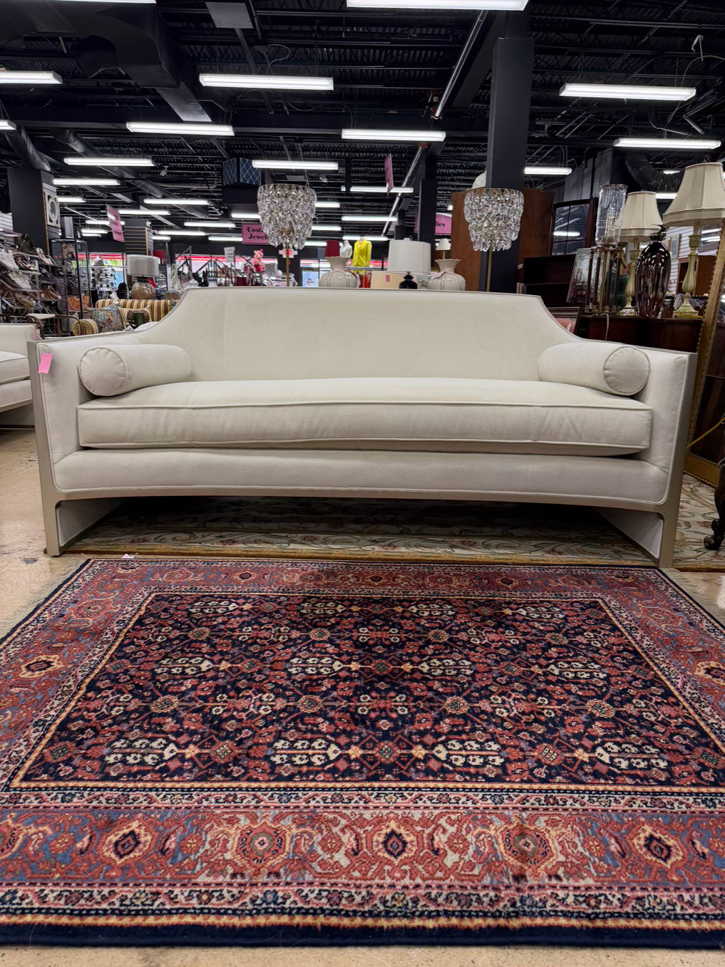 CARACOLE The Cats Meow White Velvet Sofa