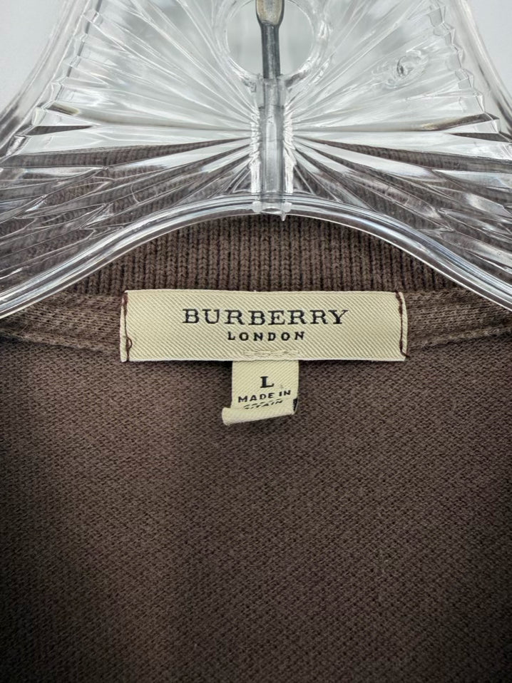 BURBERRY LONDON Nova Check Accent Size Men's L Brown Short Sleeve Shirt