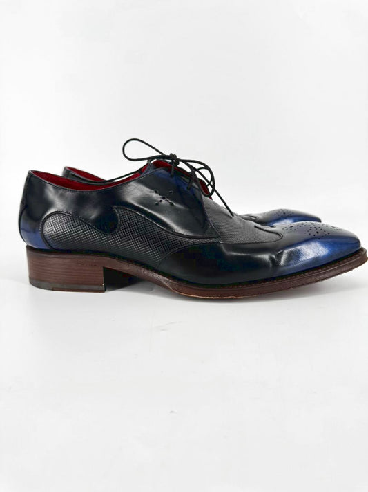 JEFFERY WEST Size 9.5 Blue & Black Leather 'Villain' Dress Shoes