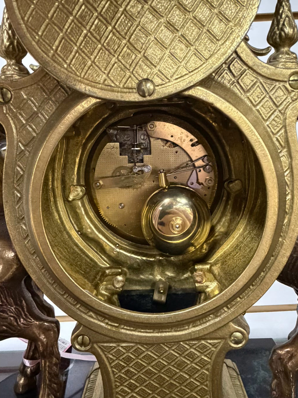 ITALIAN Brass & Marble 3 Piece Clock & Candelabra