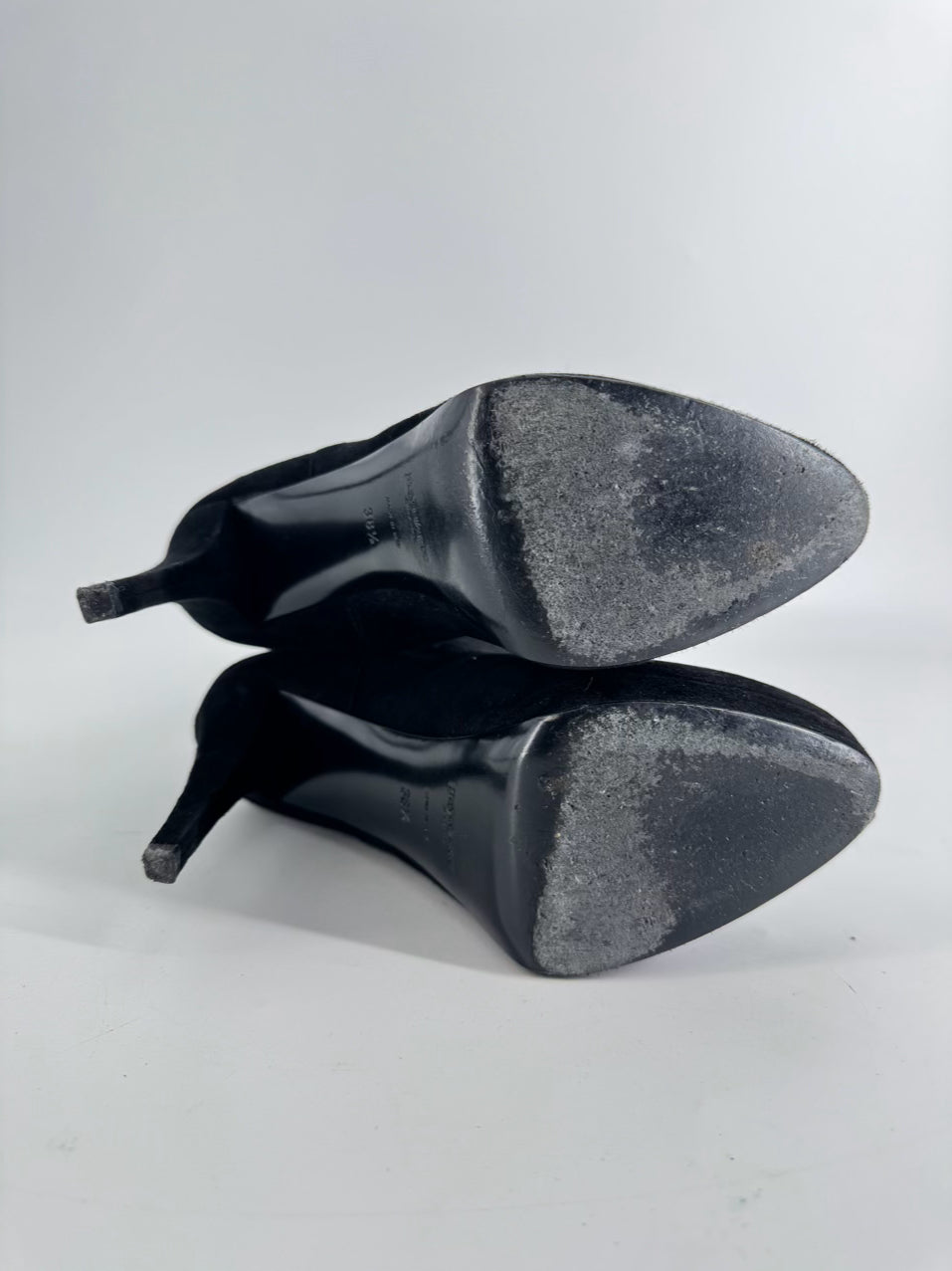 YVES SAINT LAURENT Size 38.5 Black Suede Knee-High Boots