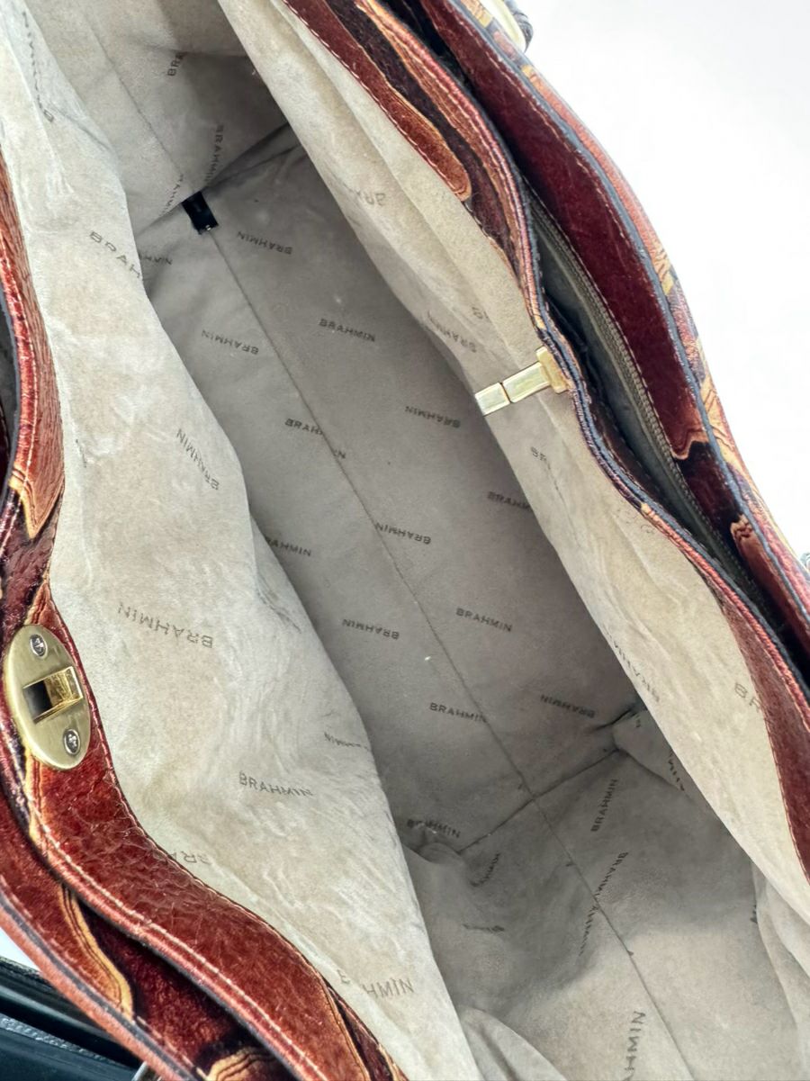 BRAHMIN Brown Leather Giraffe Print Purse