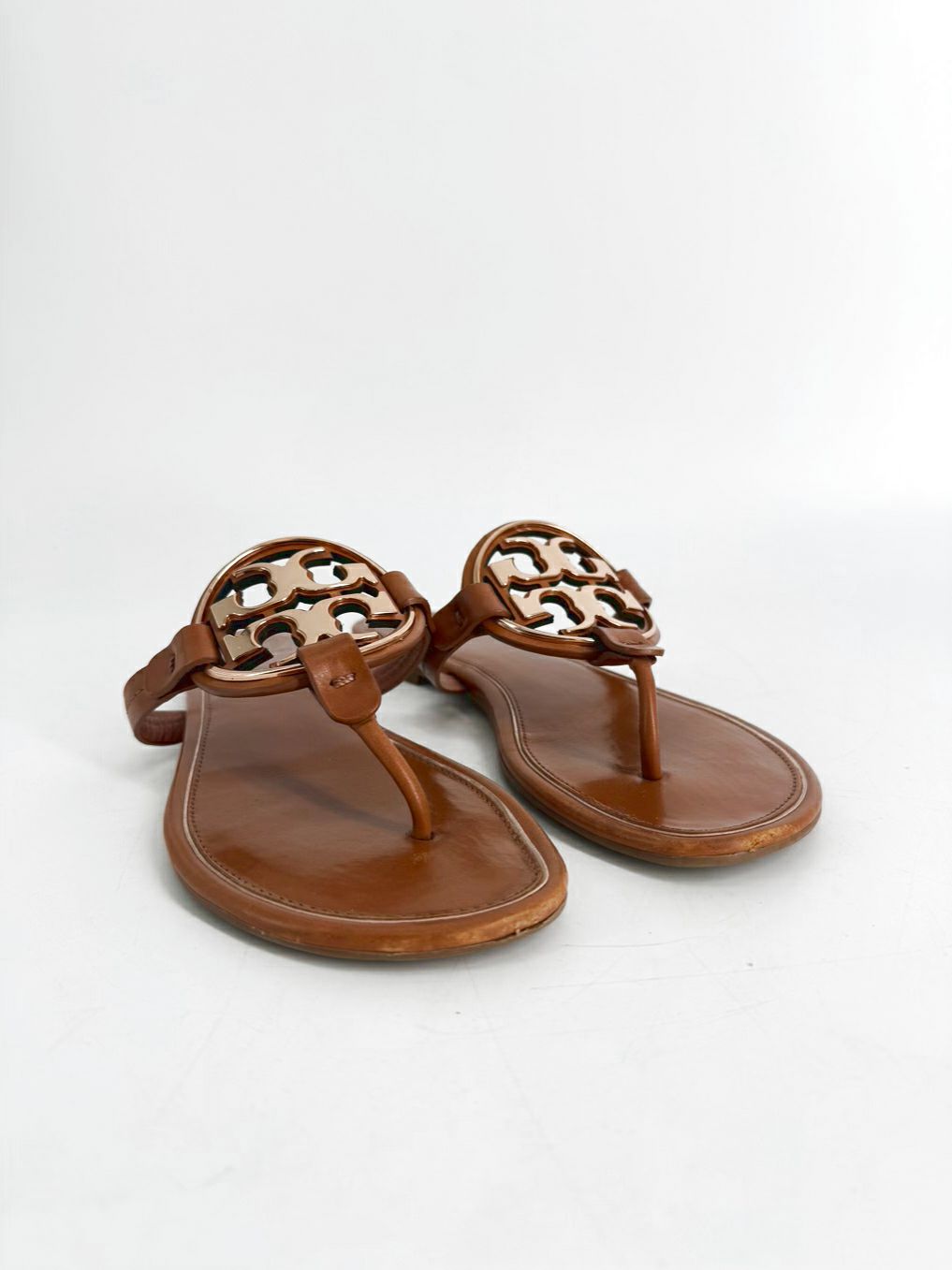 TORY BURCH Size 9 Cognac Monogram Sandals