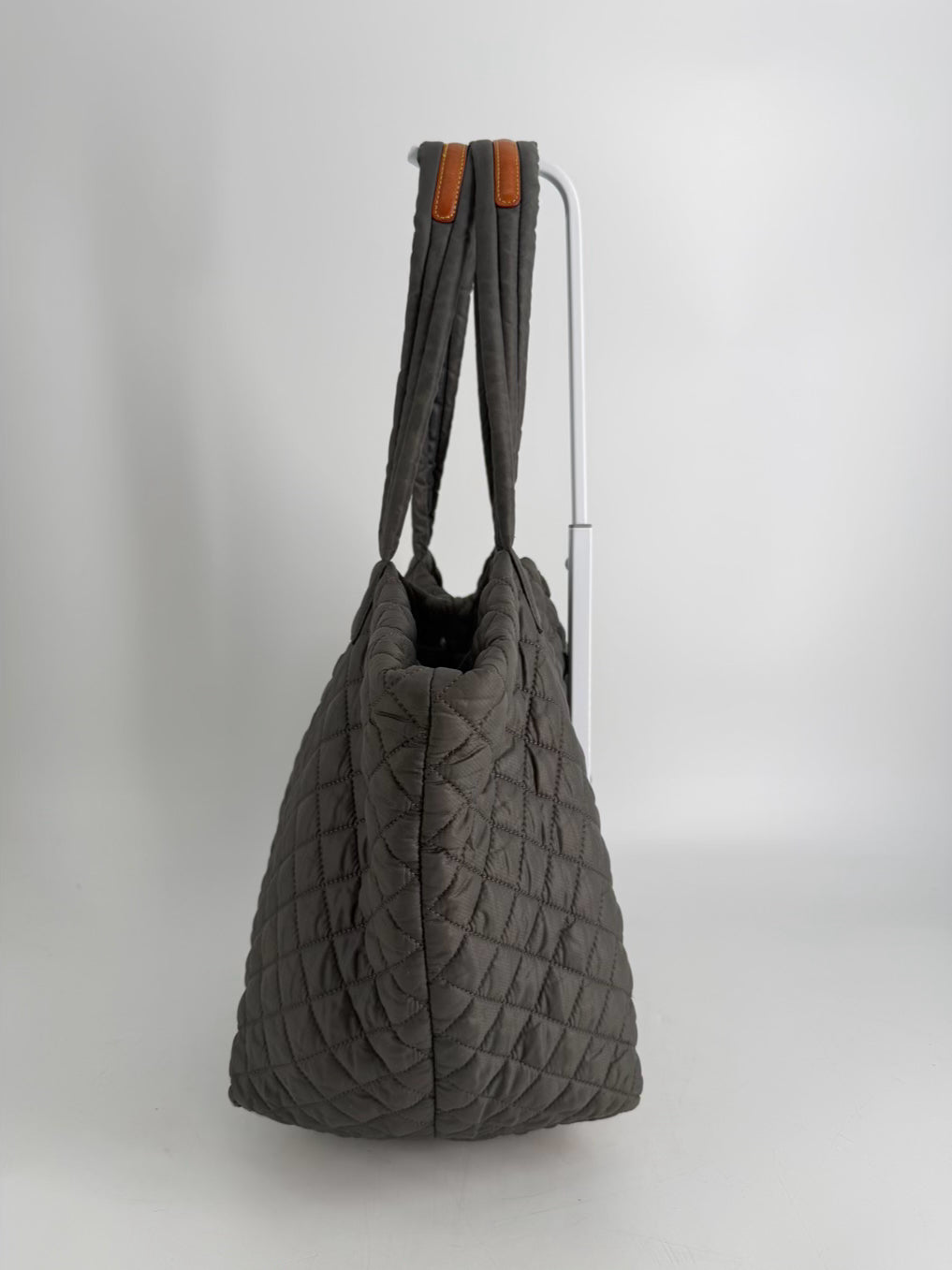 MZ WALLACE Gray Nylon Quilted Tote Bag