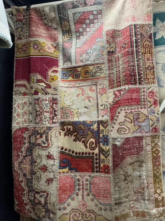 Multicolor Patchwork Turkish Style Wool Area Rug