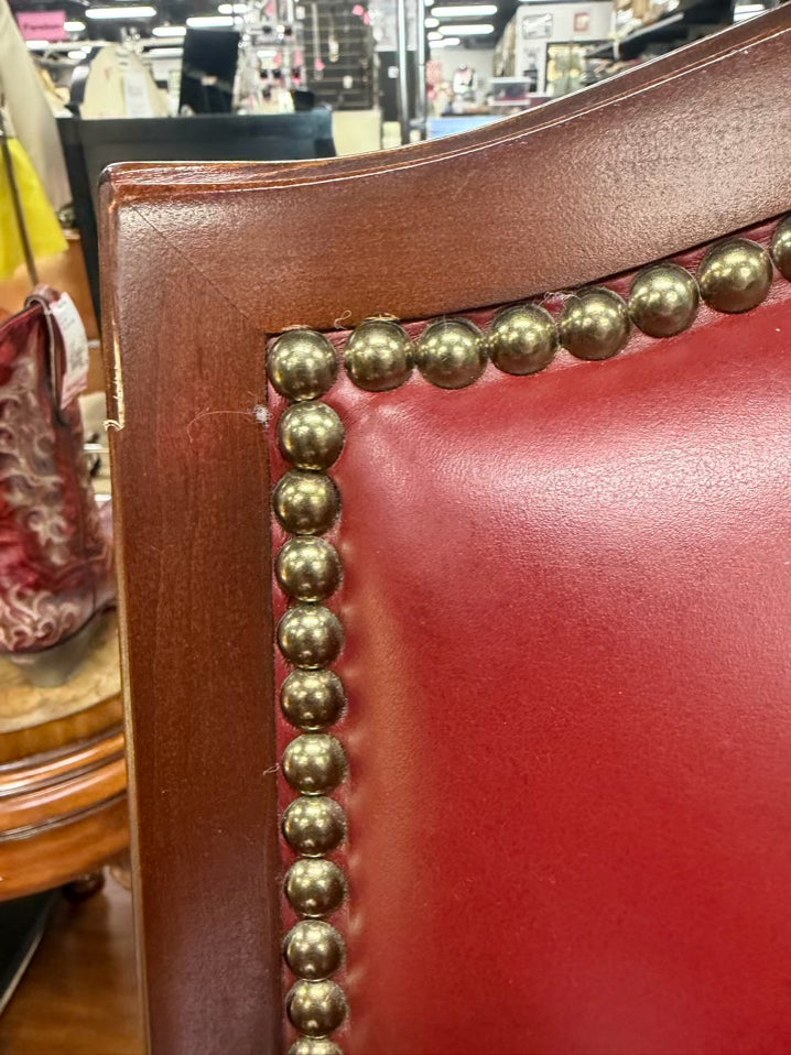 BRADINGTON YOUNG Red Leather & Wood Desk Chair