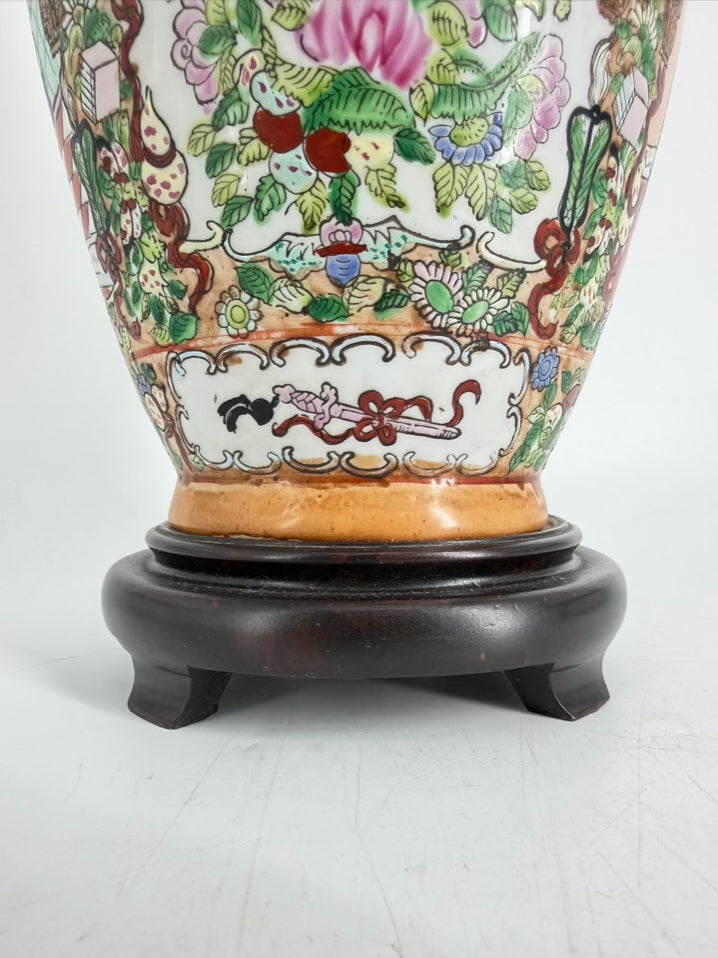 Pink, White & Green Porcelain Famille Rose Lamp