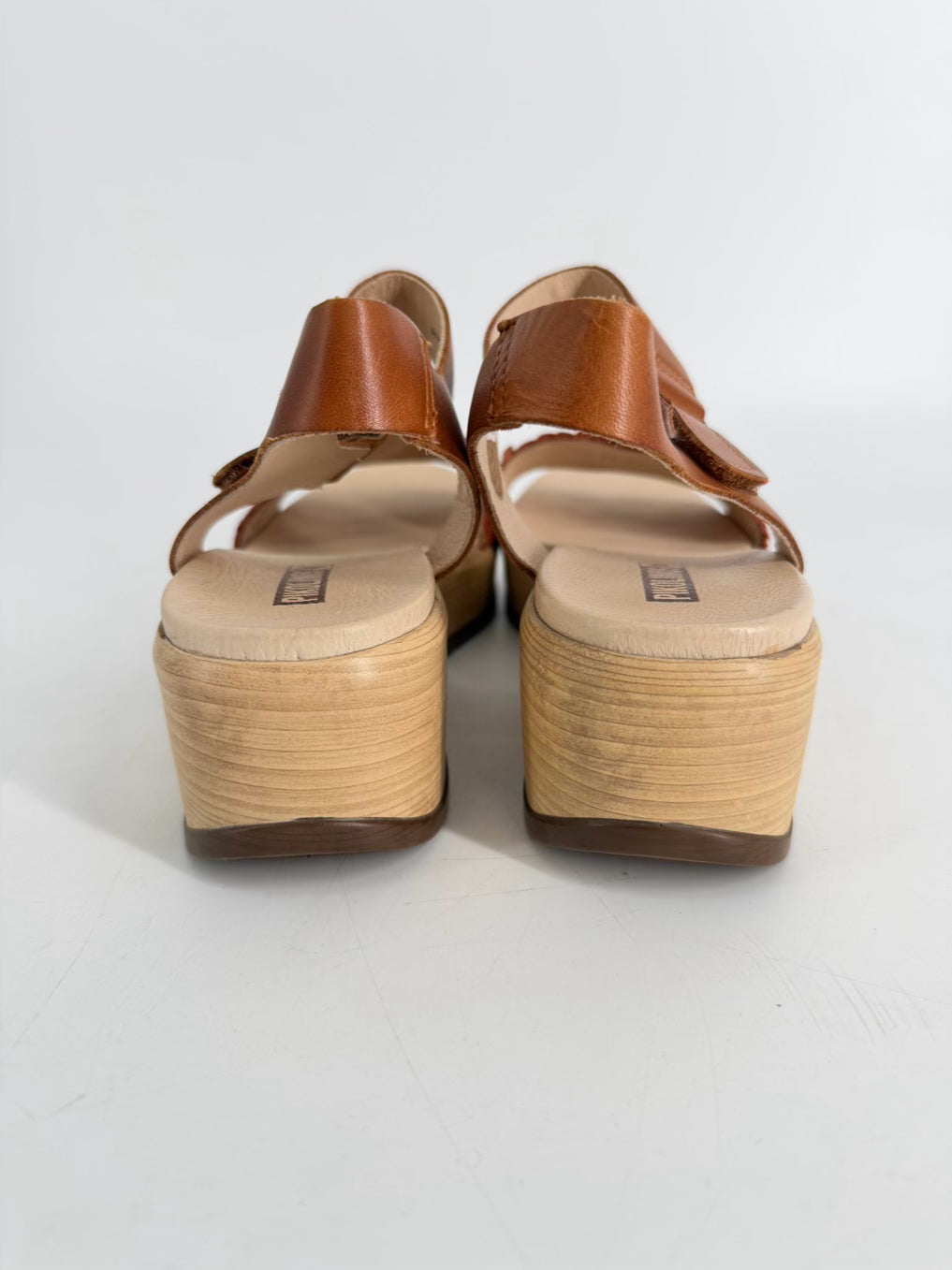 PIKOLINOS Size 39 Red & Brown Leather Platforms