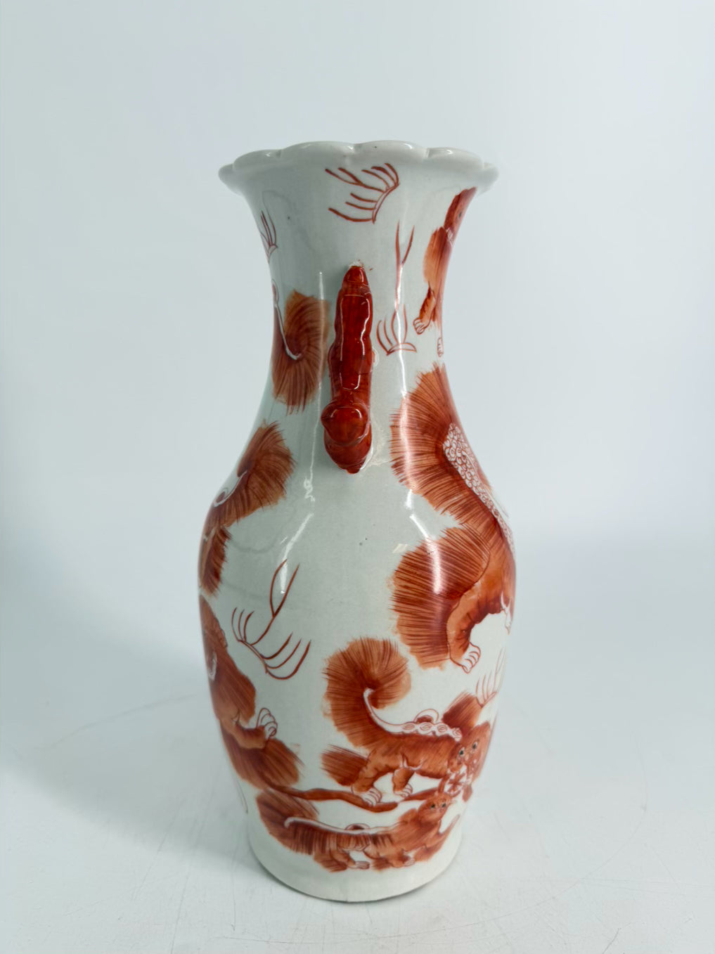 VINTAGE Rust & White Porcelain Vase