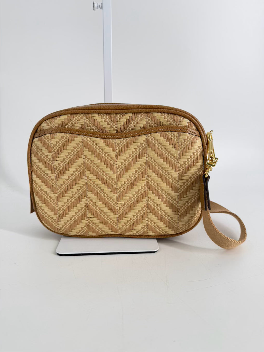 ERIC JAVITS Tog Raffia Natural Crossbody Bag NWT