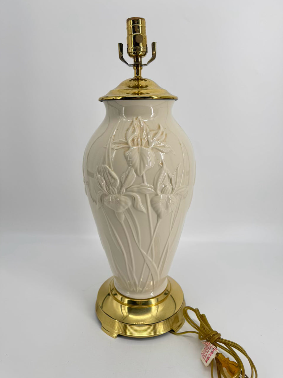 LENOX Cream Porcelain Raised Flower Design Lamp