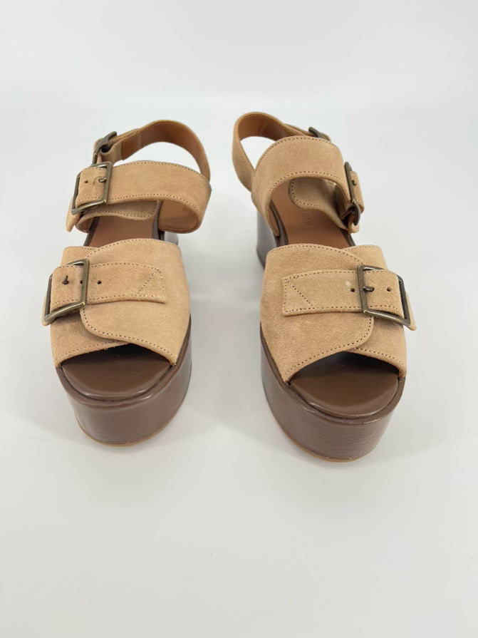 Caron Callahan Size WMNS 39.5 Camel Suede Wedge