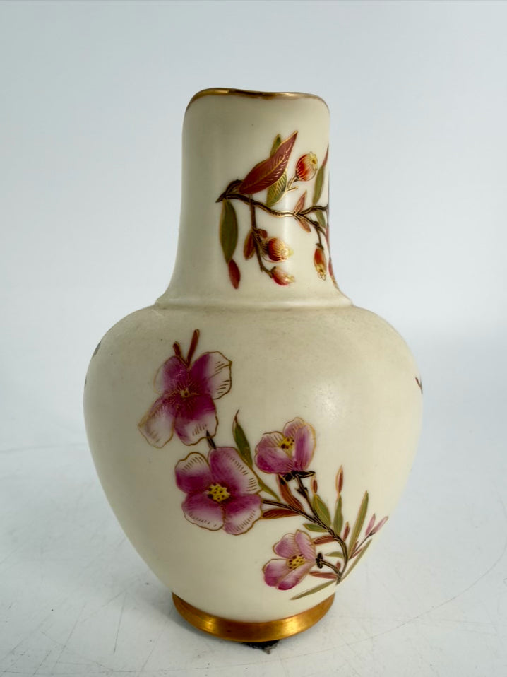 ROYAL WORCESTER Cream, Pink , Green & Yellow Flatback Pitcher