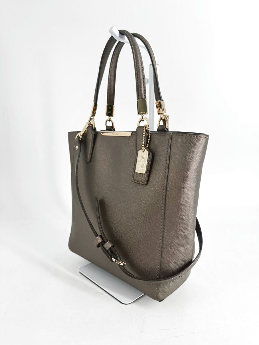 COACH Madison Metallic Bronze Saffiano Leather Mini Tote