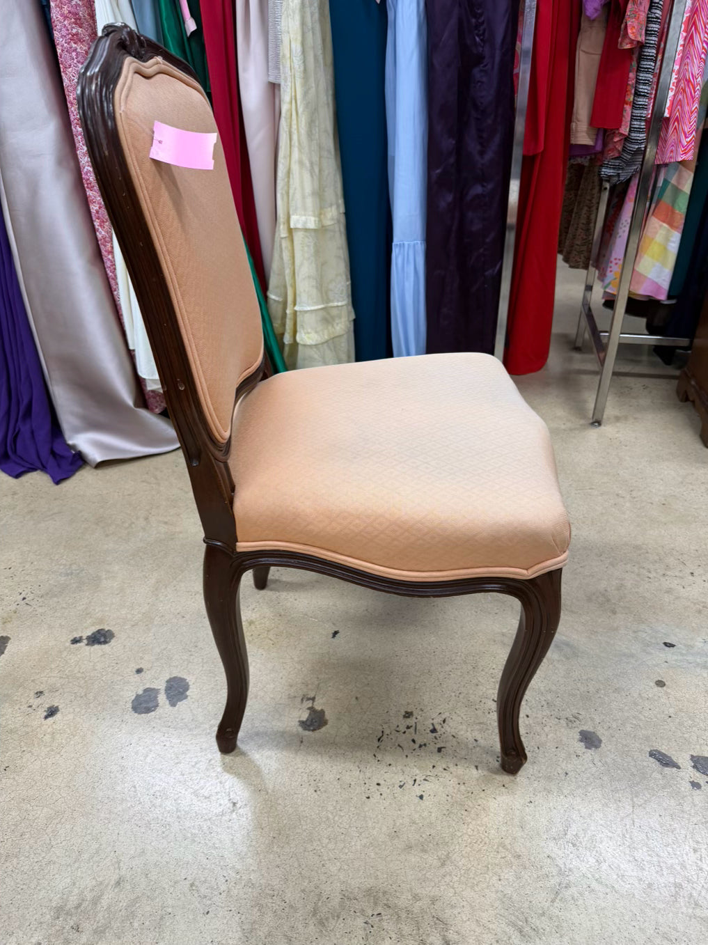 Wood Country French Set of 4 Chairs w/ Salmon Fabric