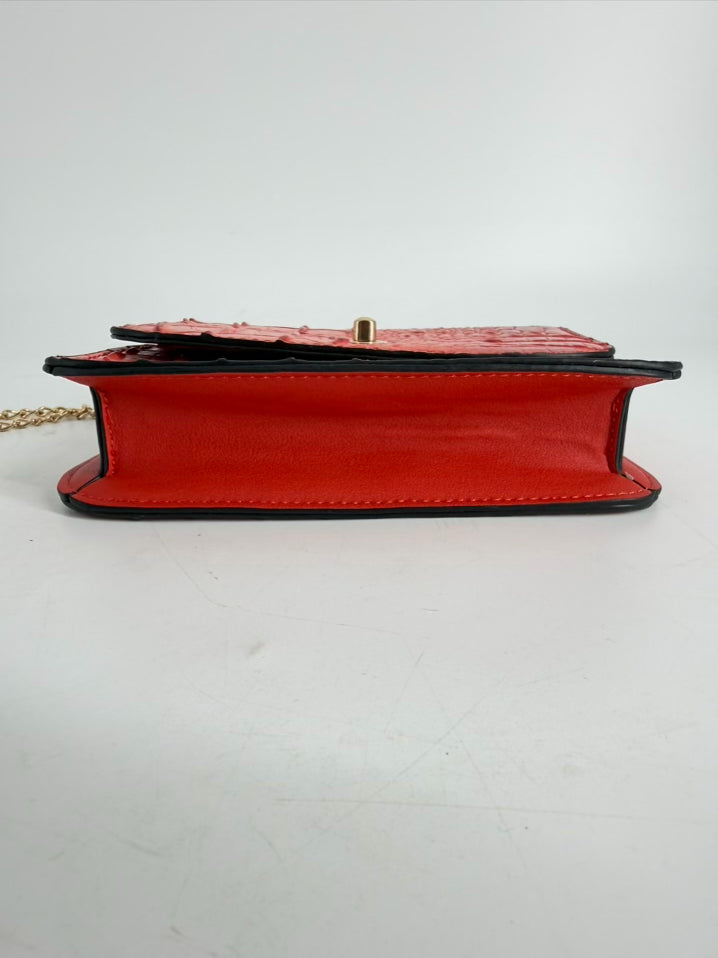 BRAHMIN Orange Leather Embossed Crossbody Bag