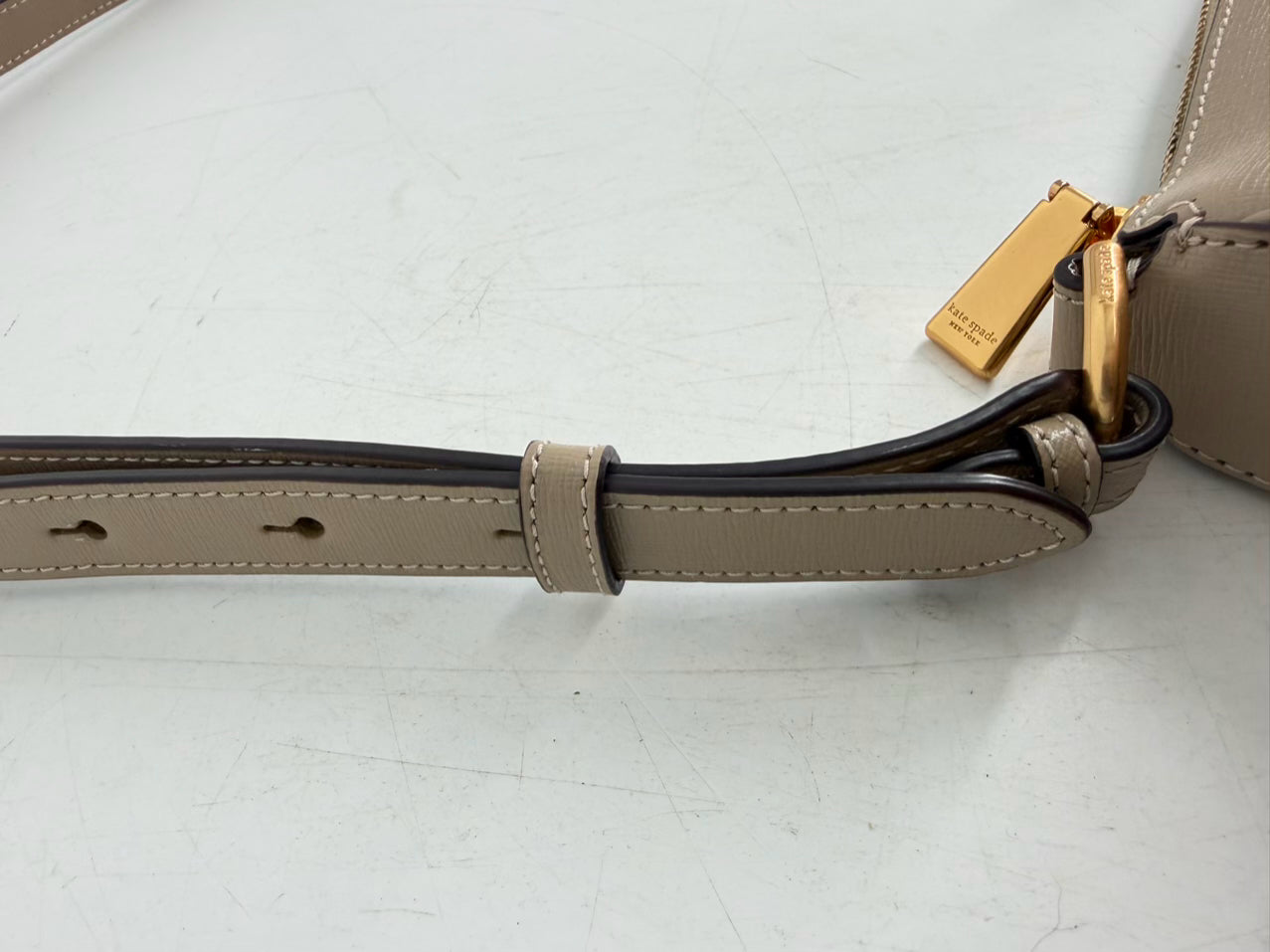 KATE SPADE Oatmeal Leather Crossbody Bag w/ Gold Tone Hardware