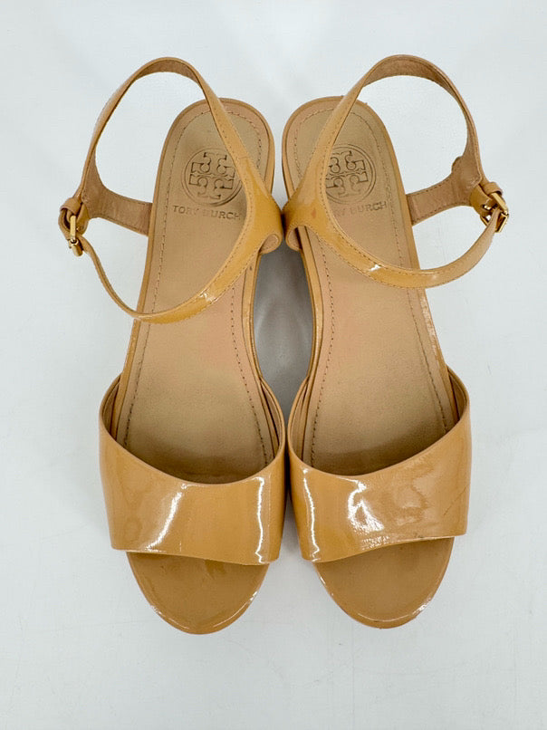 TORY BURCH Size 8 Natural Patent Leather Platforms