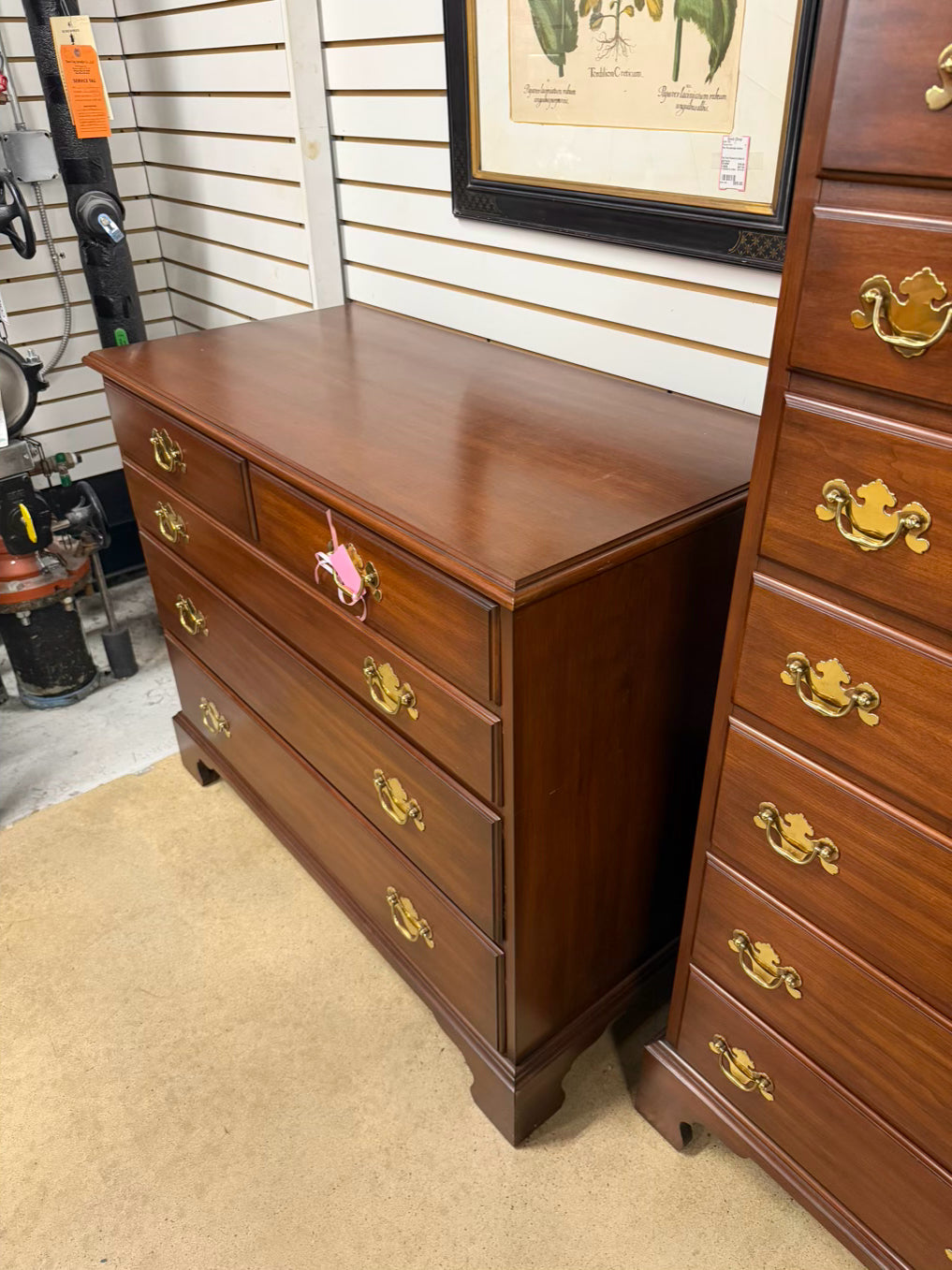 VIRGINIA GALLERIES Henkle Harris Wild Black Cherry Brown 5 Drawer Chest