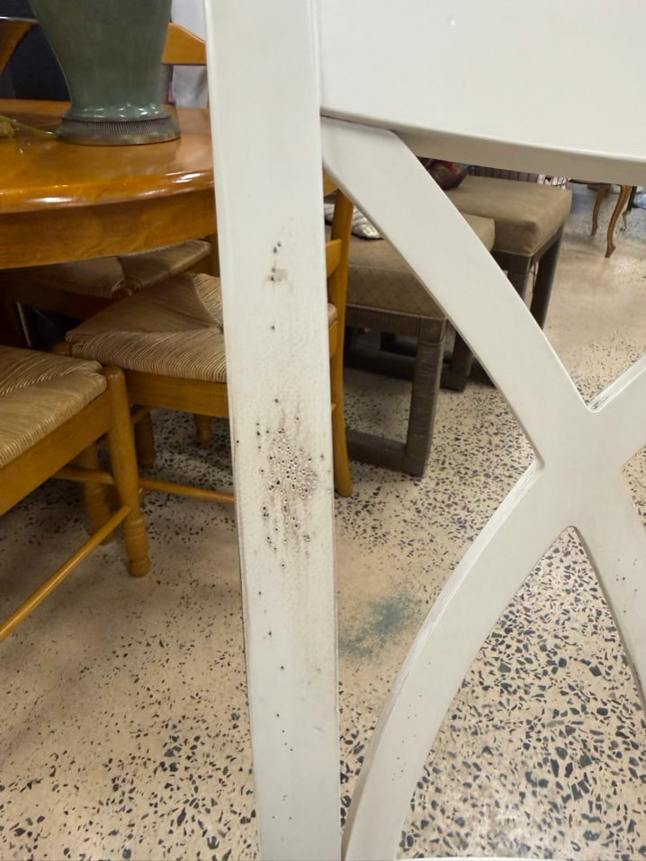 Brown & White Wood Round Table & 2 Chairs