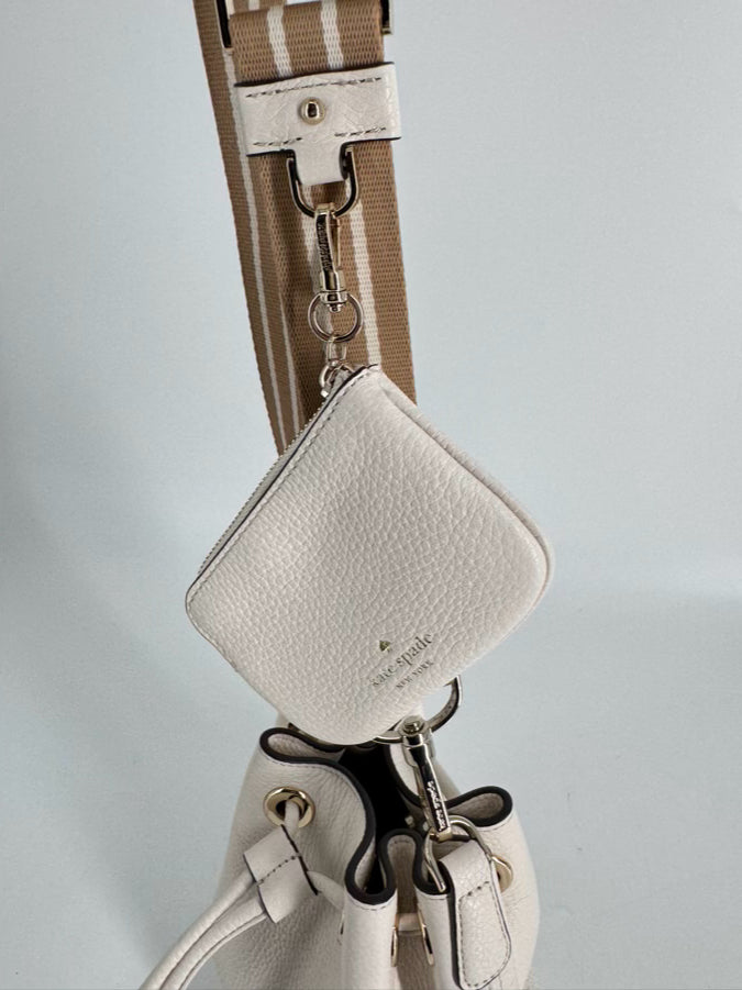 KATE SPADE Cream Leather Bucket Bag w/ Coin Purse