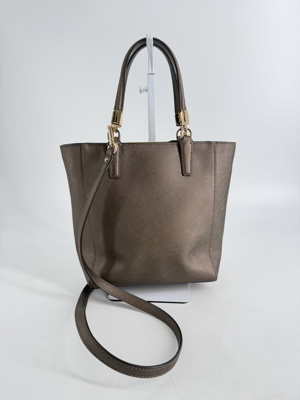COACH Madison Metallic Bronze Saffiano Leather Mini Tote