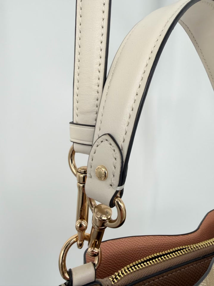 COACH Beige Coated Canvas Monogram Purse