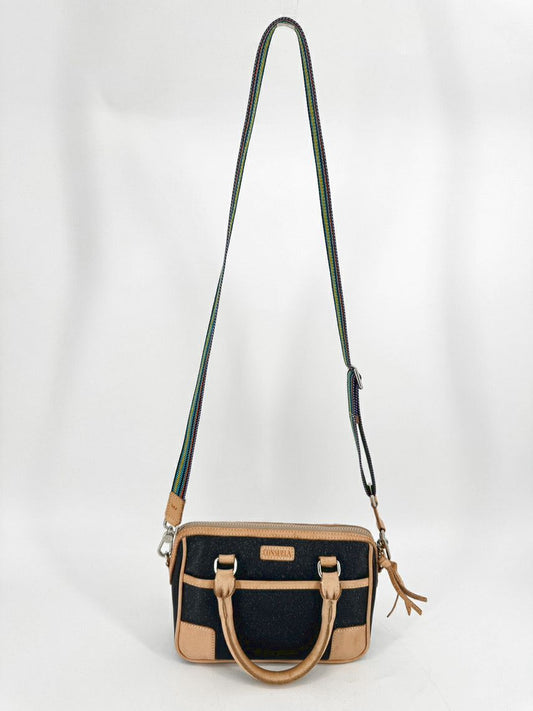 CONSUELA Gray Sparkle Leather Crossbody Purse