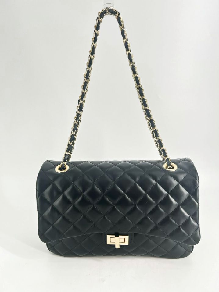 BORSE IN PELLE Black Leather Quilted Purse