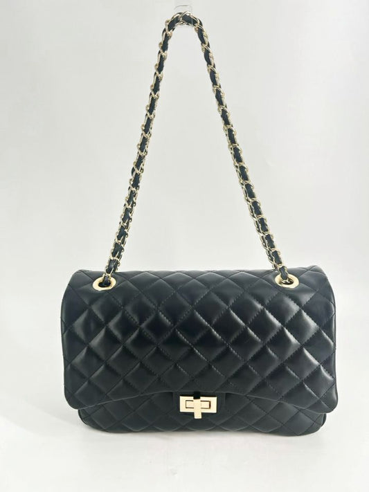 BORSE IN PELLE Black Leather Quilted Purse