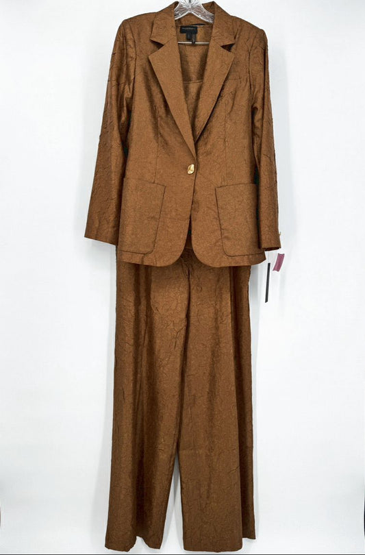DONNA KARAN Size 12 Copper 3-Piece Pants Suit NWT