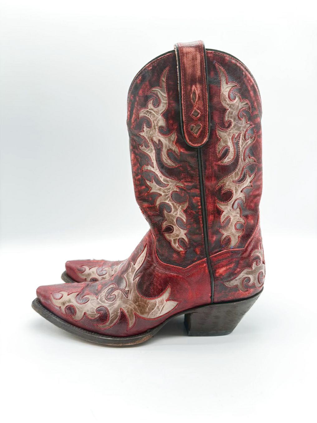 DAN POST WMNS Size 8 Red & Cream Leather Boots