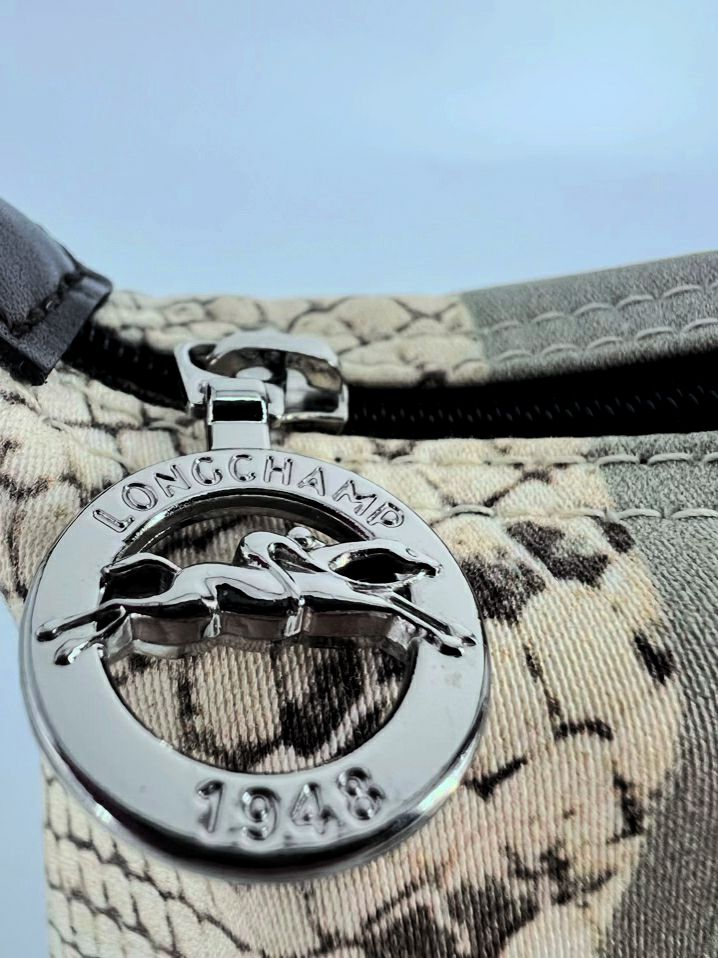 LONGCHAMP Brown & Gray Nylon Animal Print Tote Bag