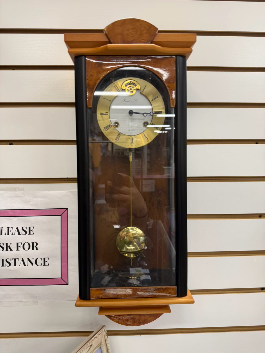 HERMLE & JOHN Wood Hanging Wall Clock