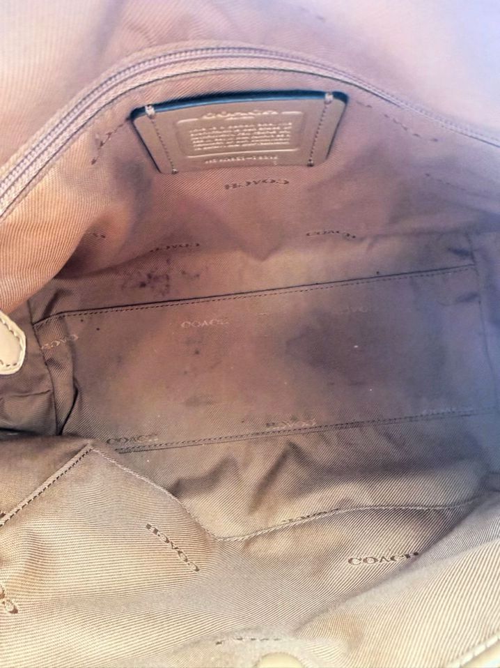 COACH Elise Satchel Cream Leather Purse