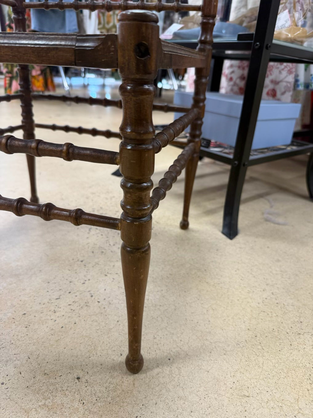 ANTIQUE  Wood Corner Spindle Chair w/ Cane Bottom