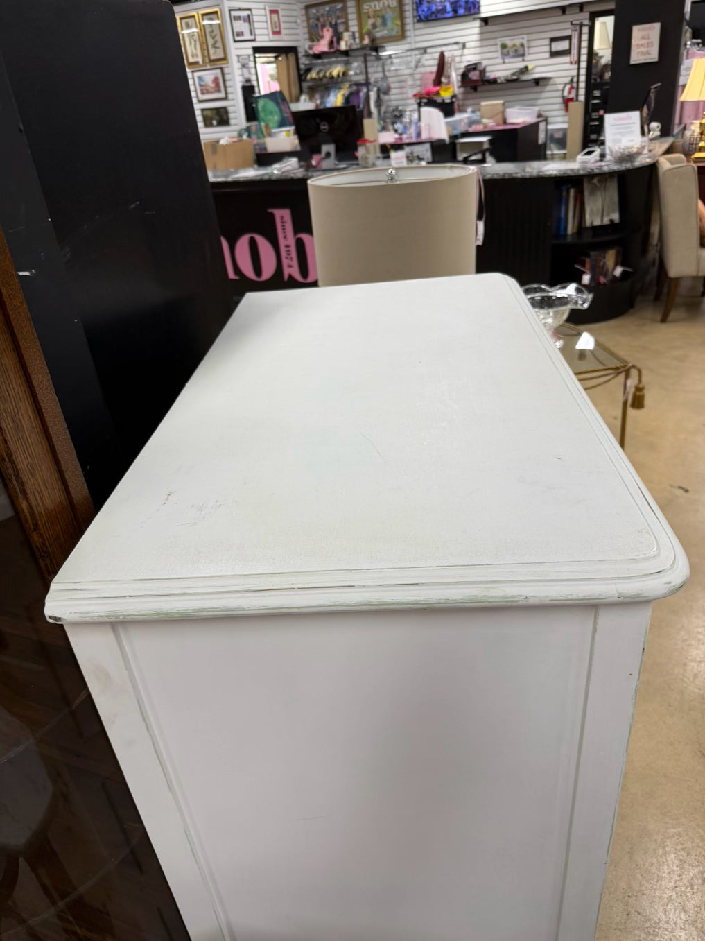 VINTAGE White Wood Shabby Chic Chest