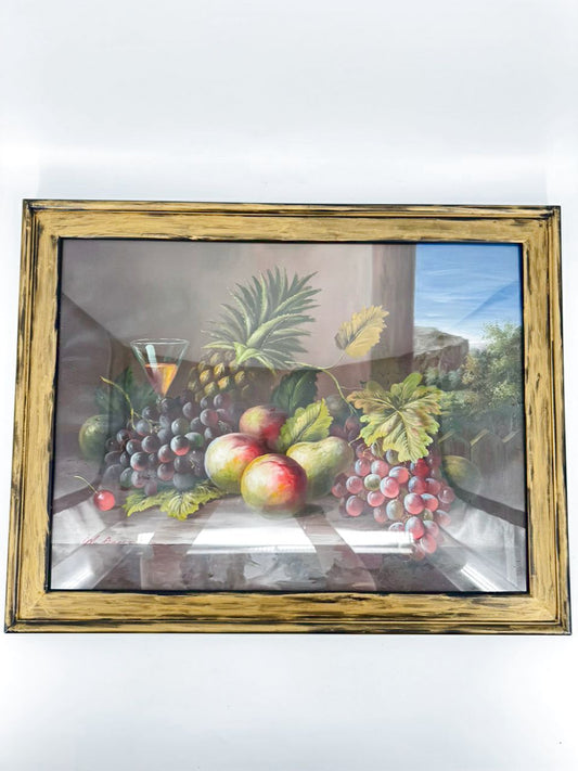 M. AARONS Oil Still Life in Painted Gold Frame