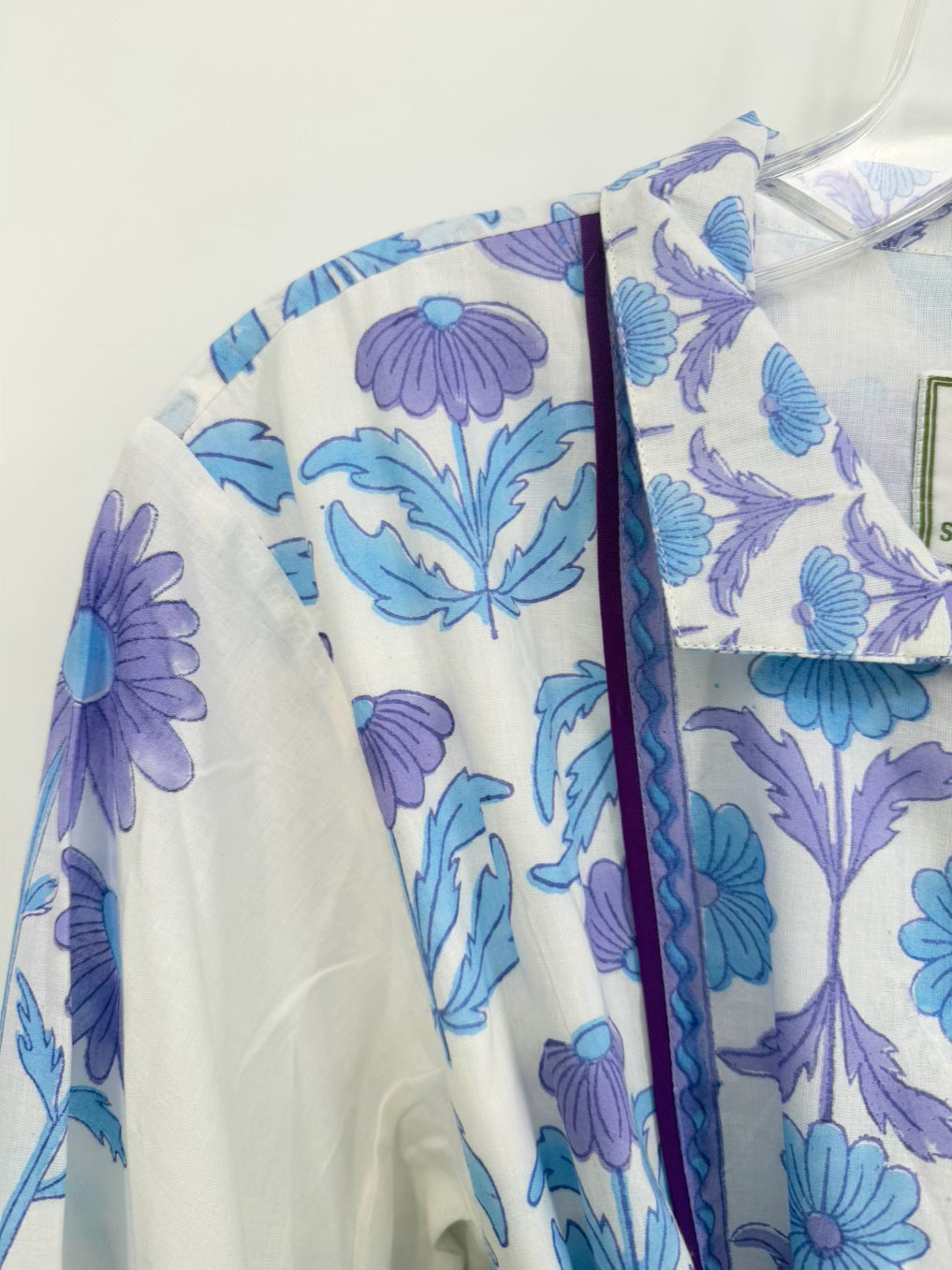 SUE SARTOR Size XL Lavender & Blue Belted Floral Dress NWT